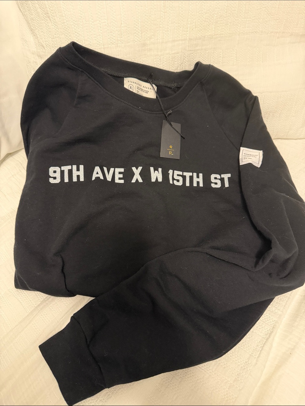 Starbucks Reserve Black Crewneck XL Sweatshirt New York 9TH AVE X W 15TH ST